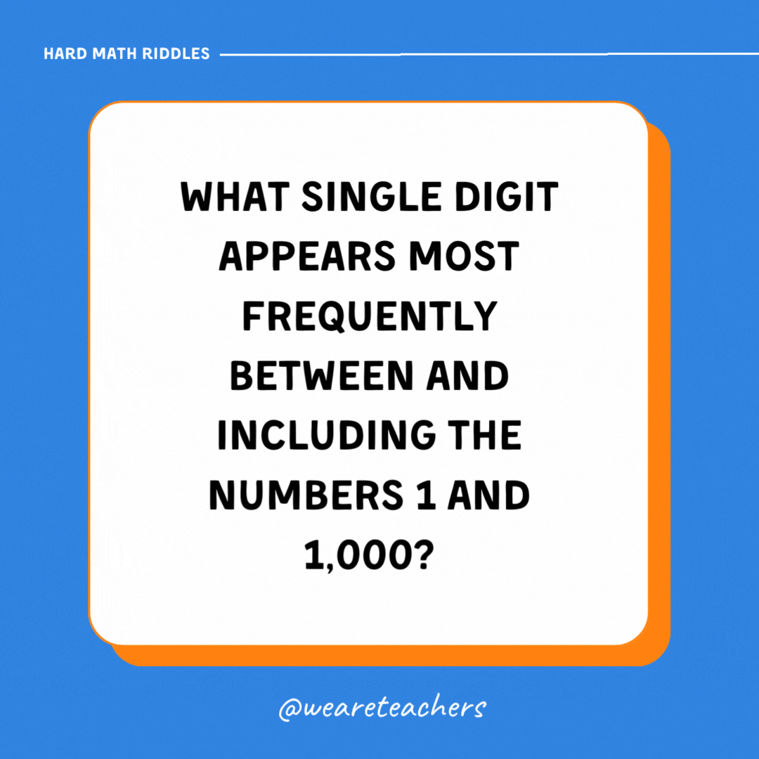 What single digit appears most frequently between and including the numbers 1 and 1,000?