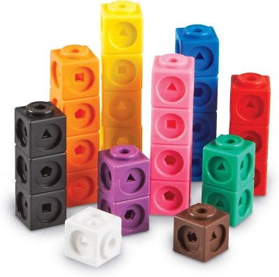 Colored mathlink cubes.