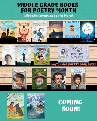 Covers of recommended middle grade books for Poetry Month