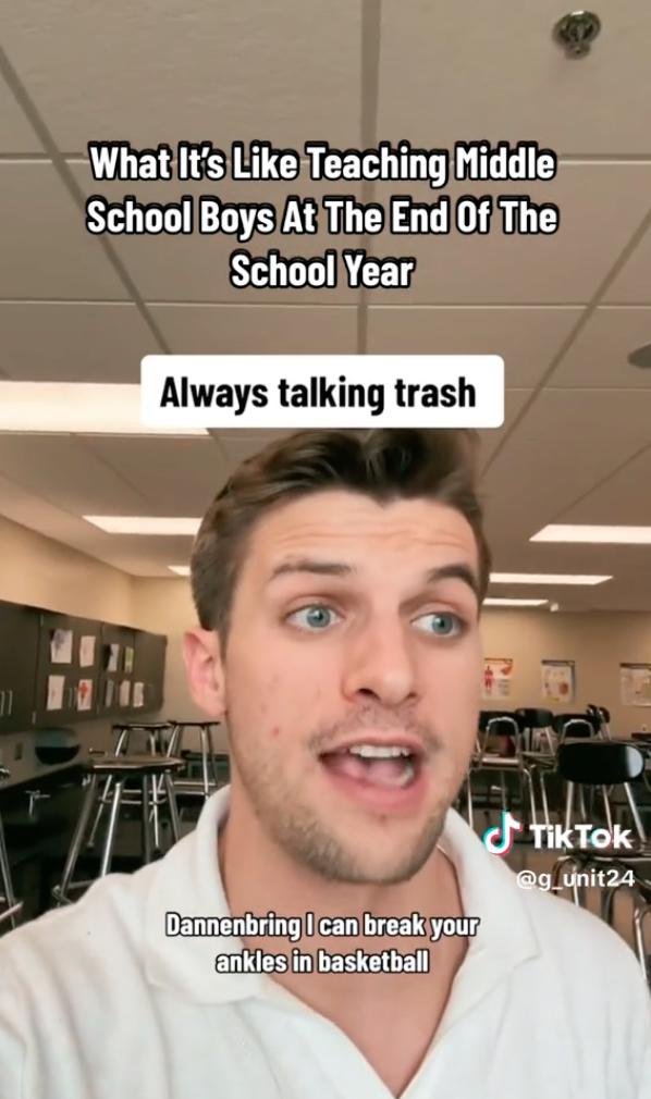Middle school boys with trash talking