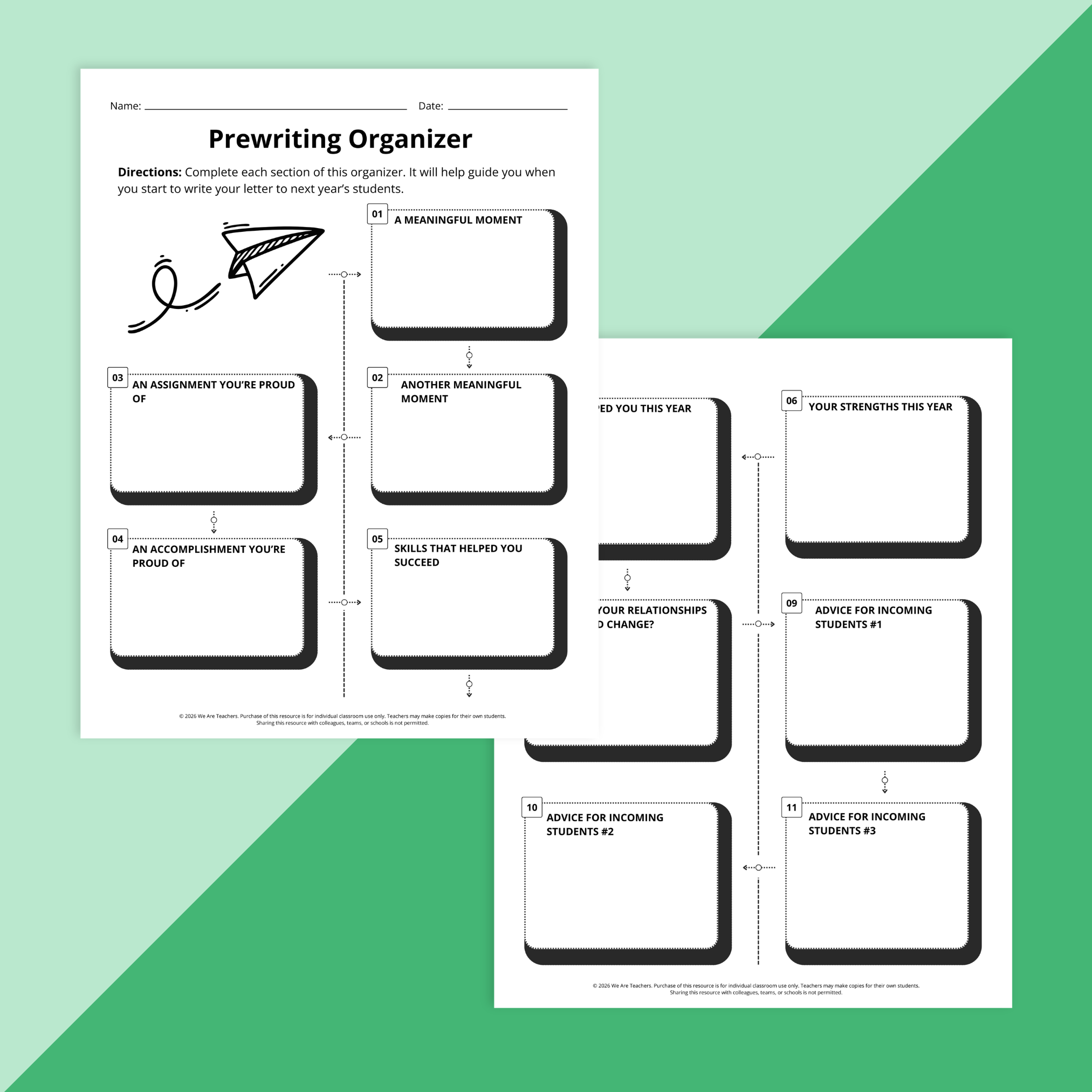Worksheets from the Middle School End-of-Year Reflection & Letter Writing Bundle.