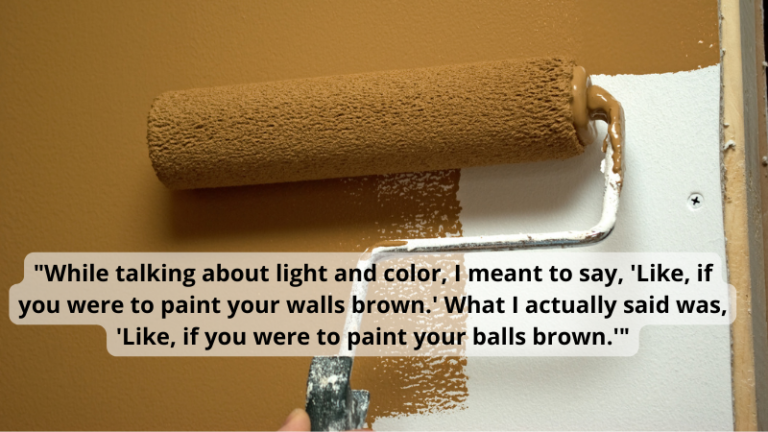 Photo of brown paint with quote about middle school teacher's cringiest comment