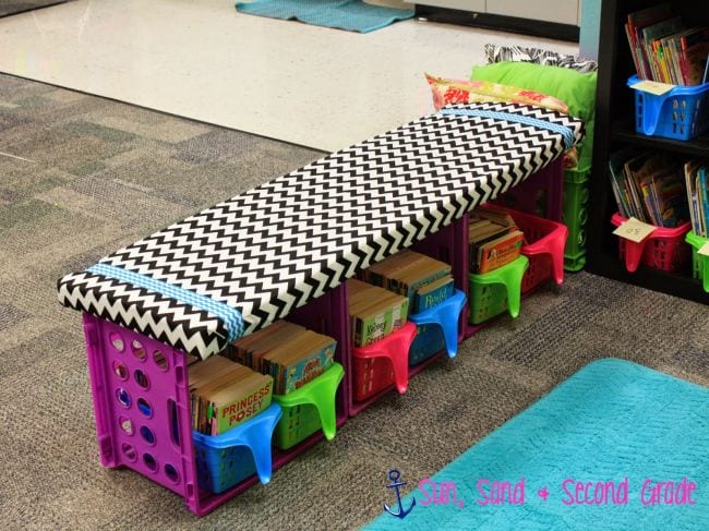 Milk Crates Bench Sun and Second Grade