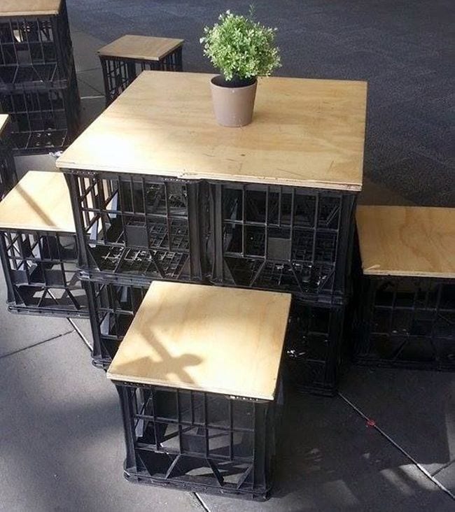 Milk Crates Table and Chairs