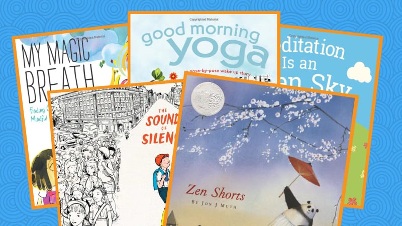 Collage of mindfulness picture books