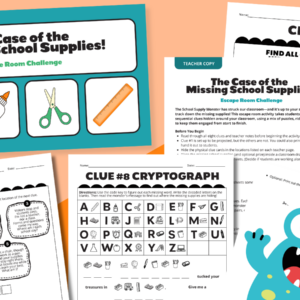 Images from the Escape Room: The Case of the Missing School Supplies Escape Room Activity.