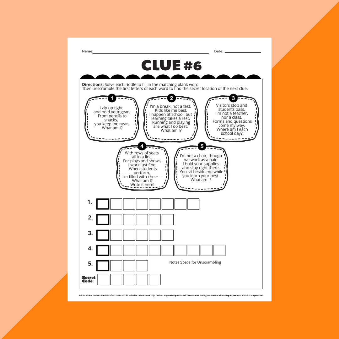 Image of a clue from a classroom escape room.