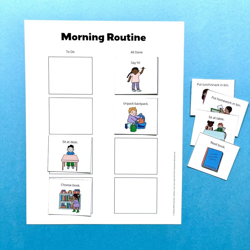 visual schedule Morning routine pictures and page