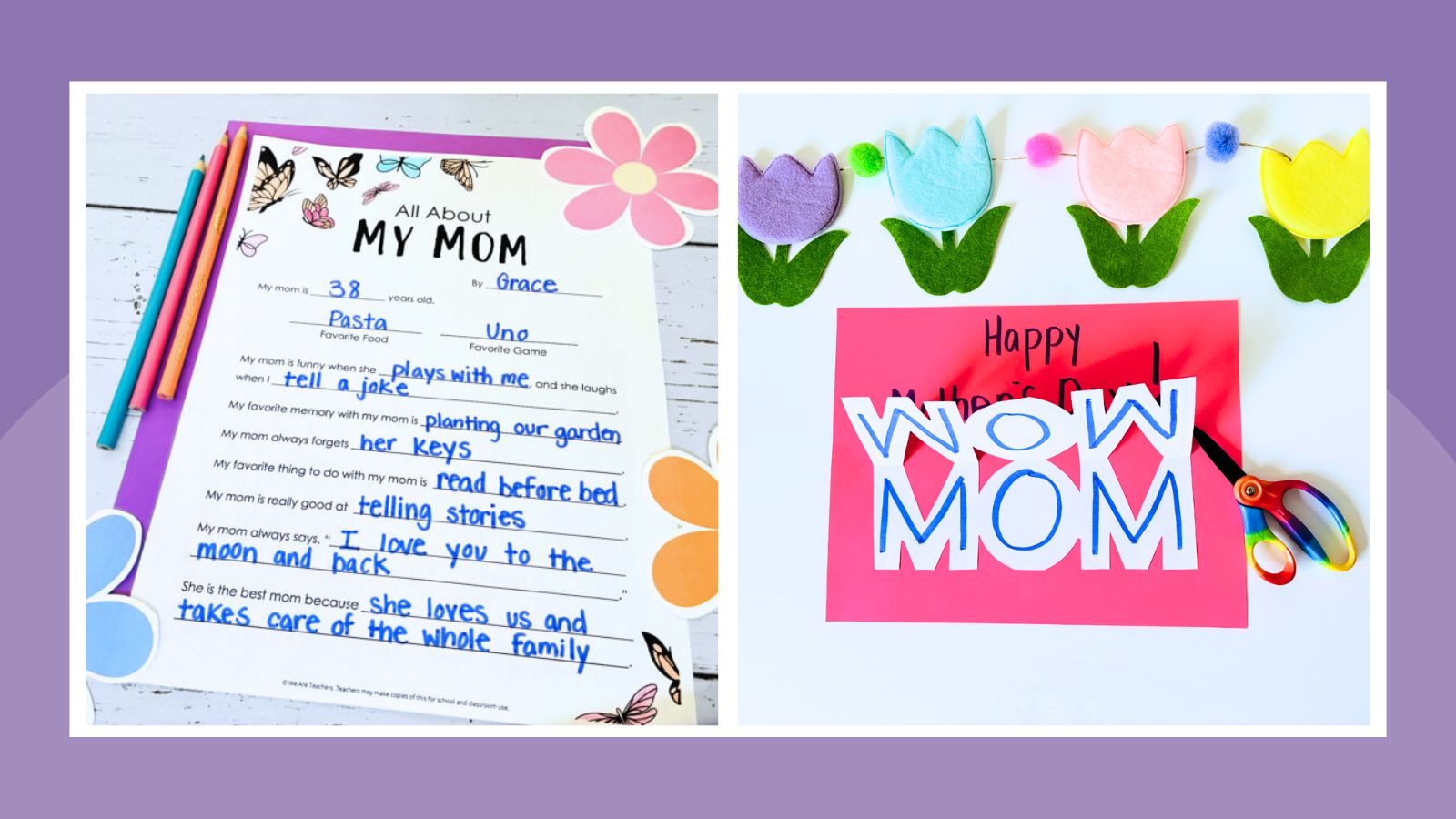 an image of two example mothers day crafts students can create