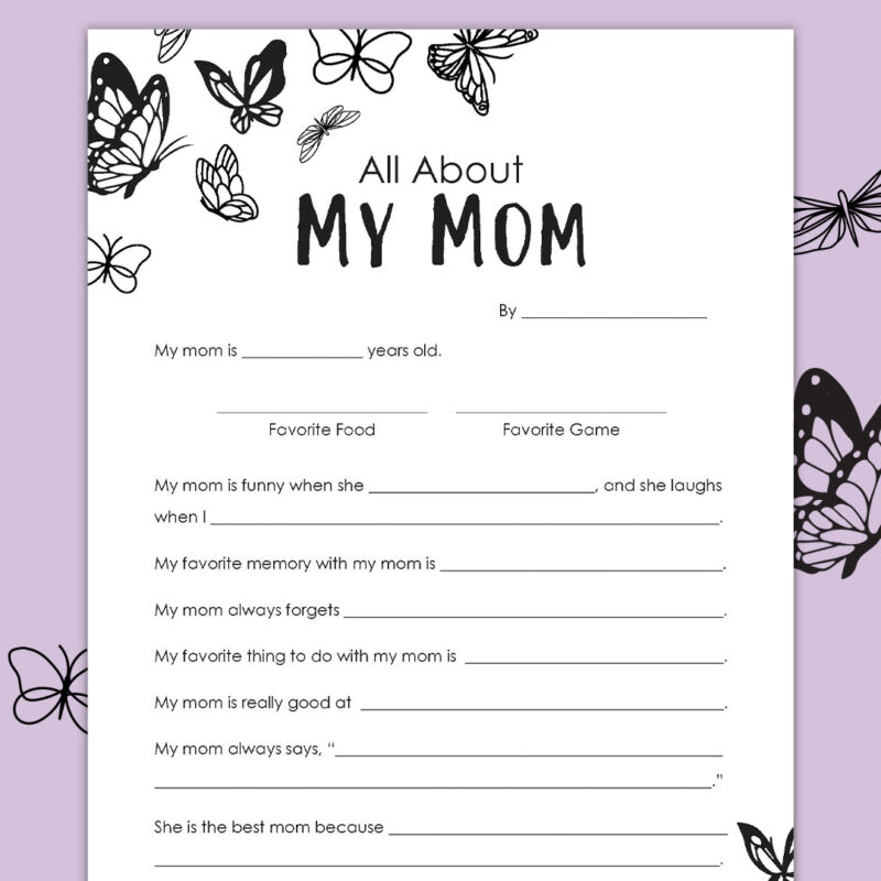mother's day questionnaire image all about my mom with questions 