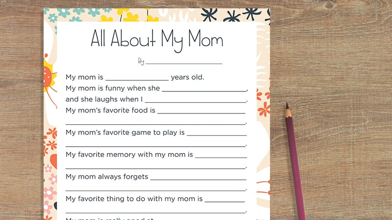All About My Mom Printable