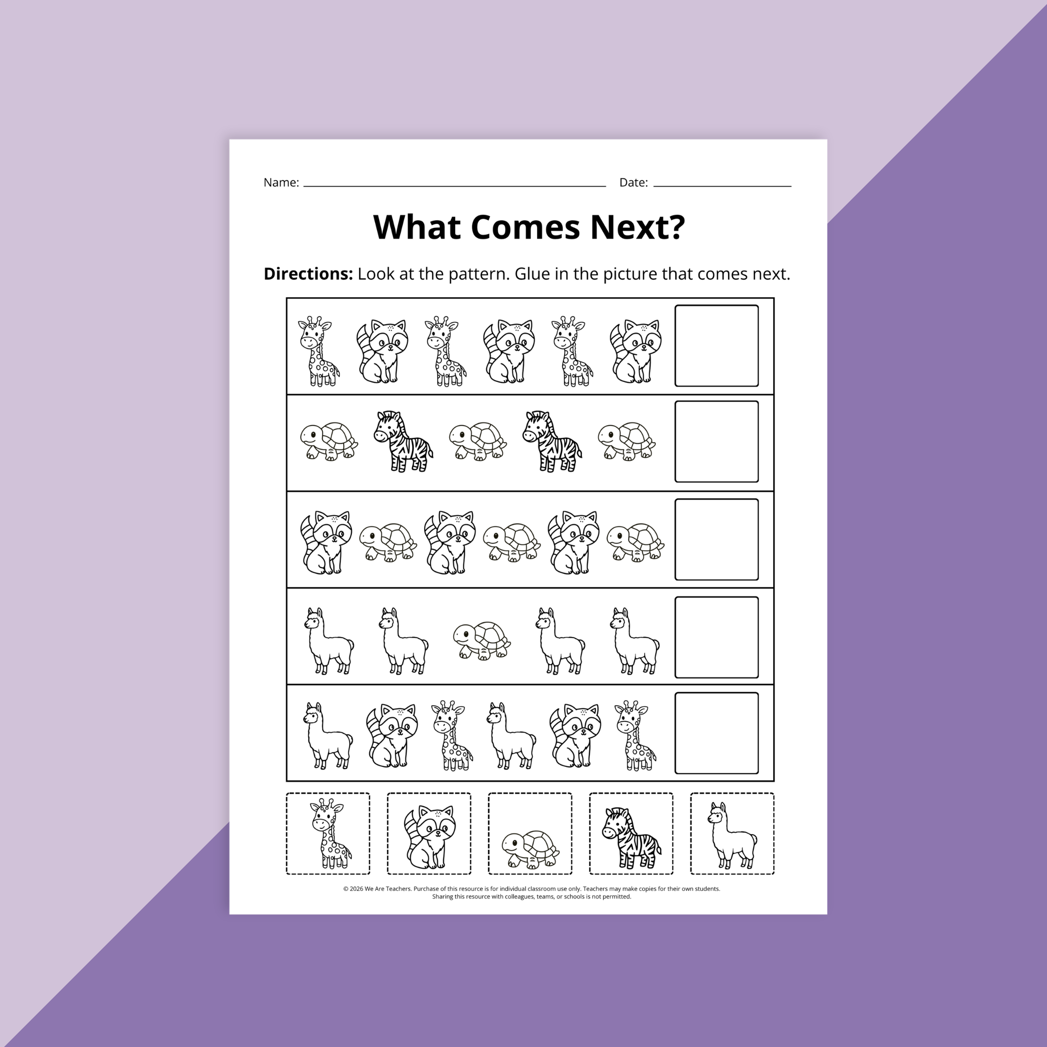 A worksheet where first-graders can practice sequencing.