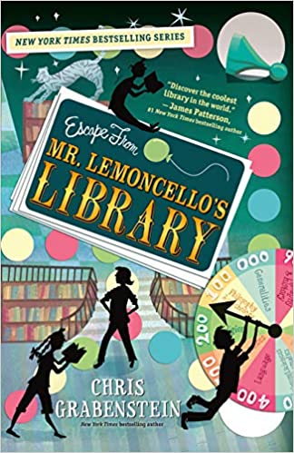 Book cover of Mr. Lemoncello's Libary series by Chris Grabenstein, as an example of chapter books for Fifth Graders