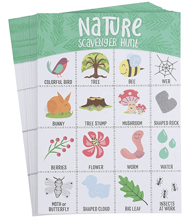 A nature bingo activity for kids to do outside
