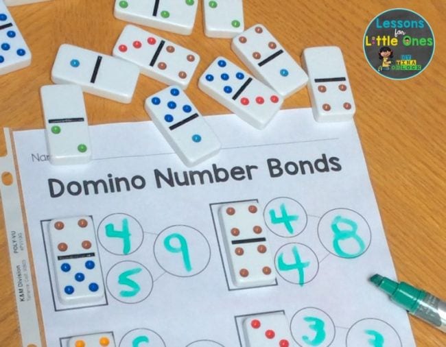 Domino Number Bonds worksheet with dominoes 