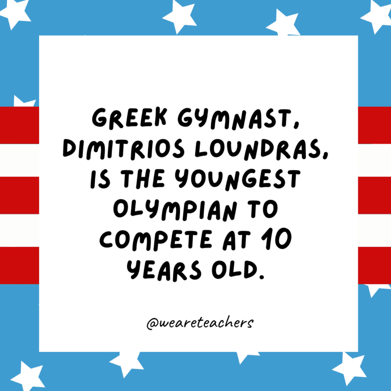 Greek gymnast, Dimitrios Loundras, is the youngest Olympian to compete at 10 years old.