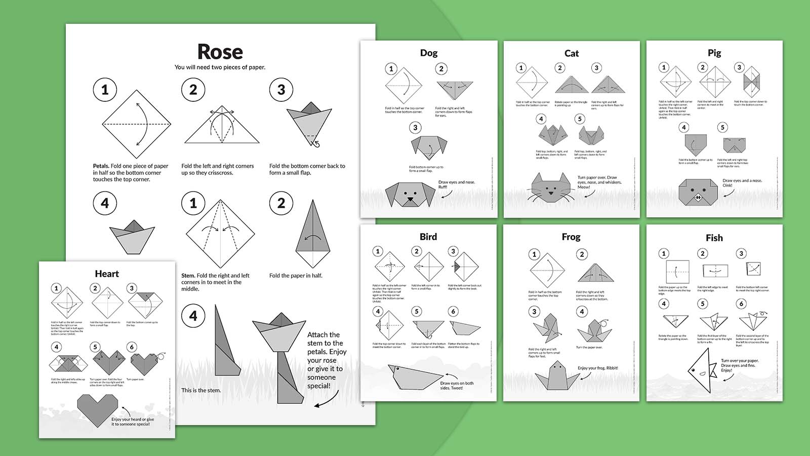 7 Cute and Easy Animal Origami for Kids, Printable Instructions, Videos