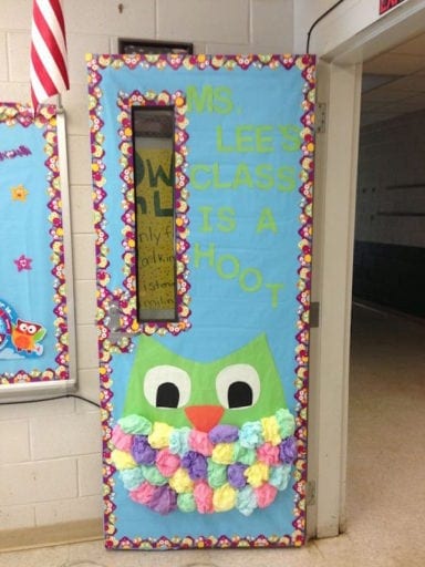 Door designed with an owl