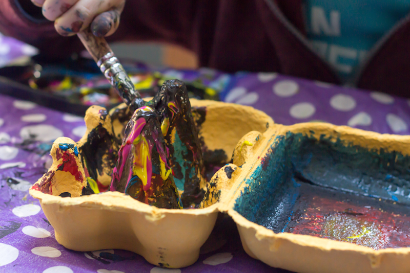 Egg Carton With Paint Inside - Earth Day Activities