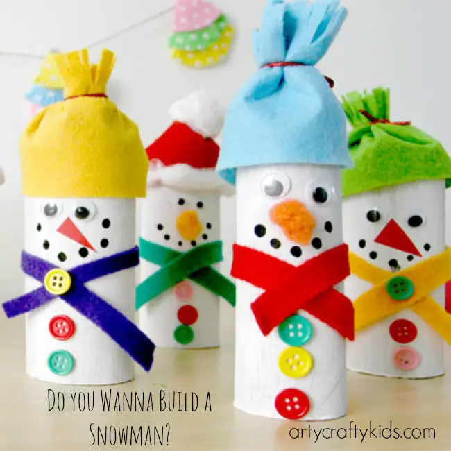 Snowman winter classroom crafts made from paper rolls