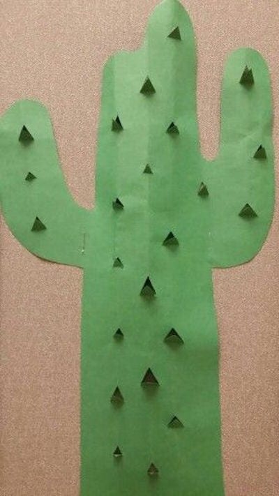 Cactus classroom decoration made from green construction paper
