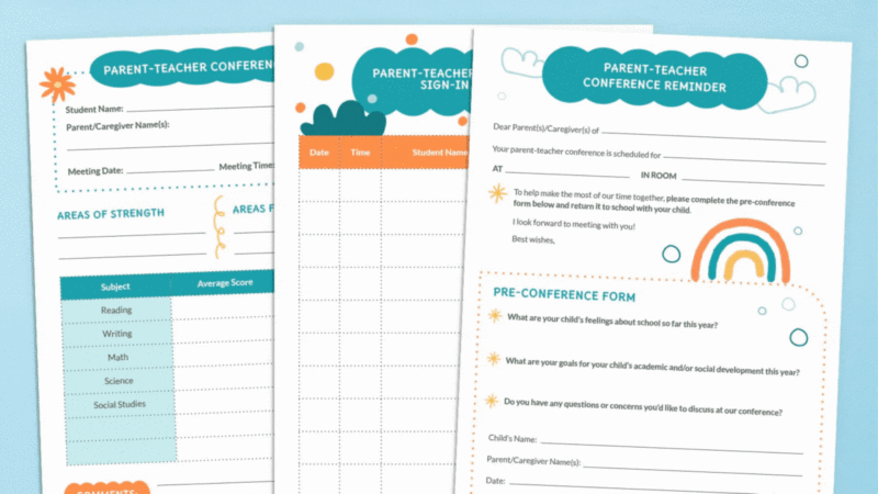 Animated gif showing a variety of parent-teacher conferences forms