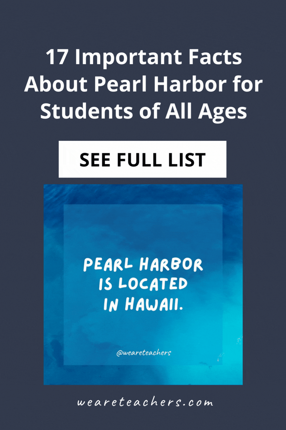 Pearl Harbor Day is on December 7. Here's a list of important Pearl Harbor facts to share with students in your classroom.