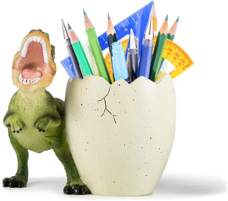 Dinosaur and egg pencil holder as an example of gifts for male teachers.