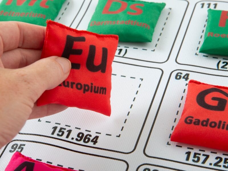 a fun periodic table game using beanbags and a landing chart