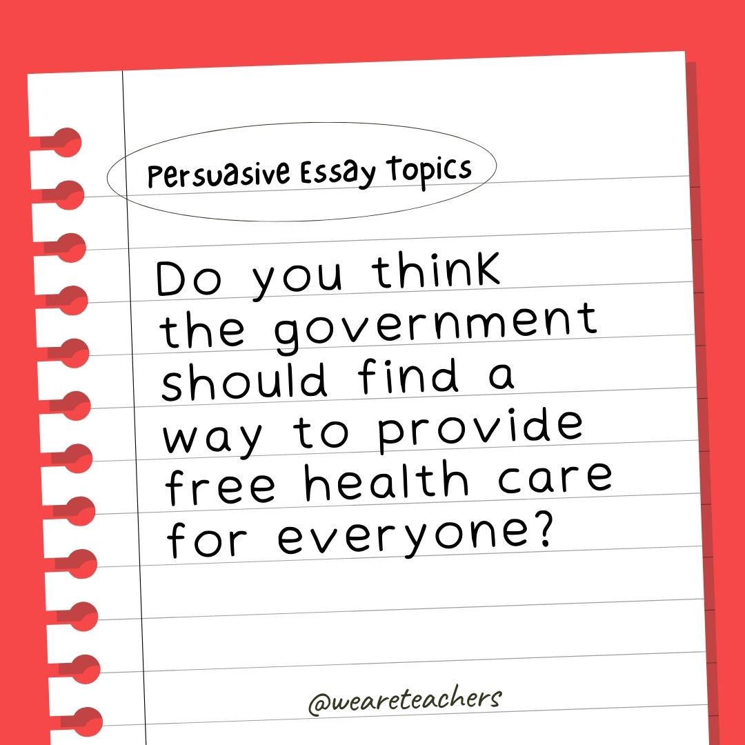 Do you think the government should find a way to provide free health care for everyone?