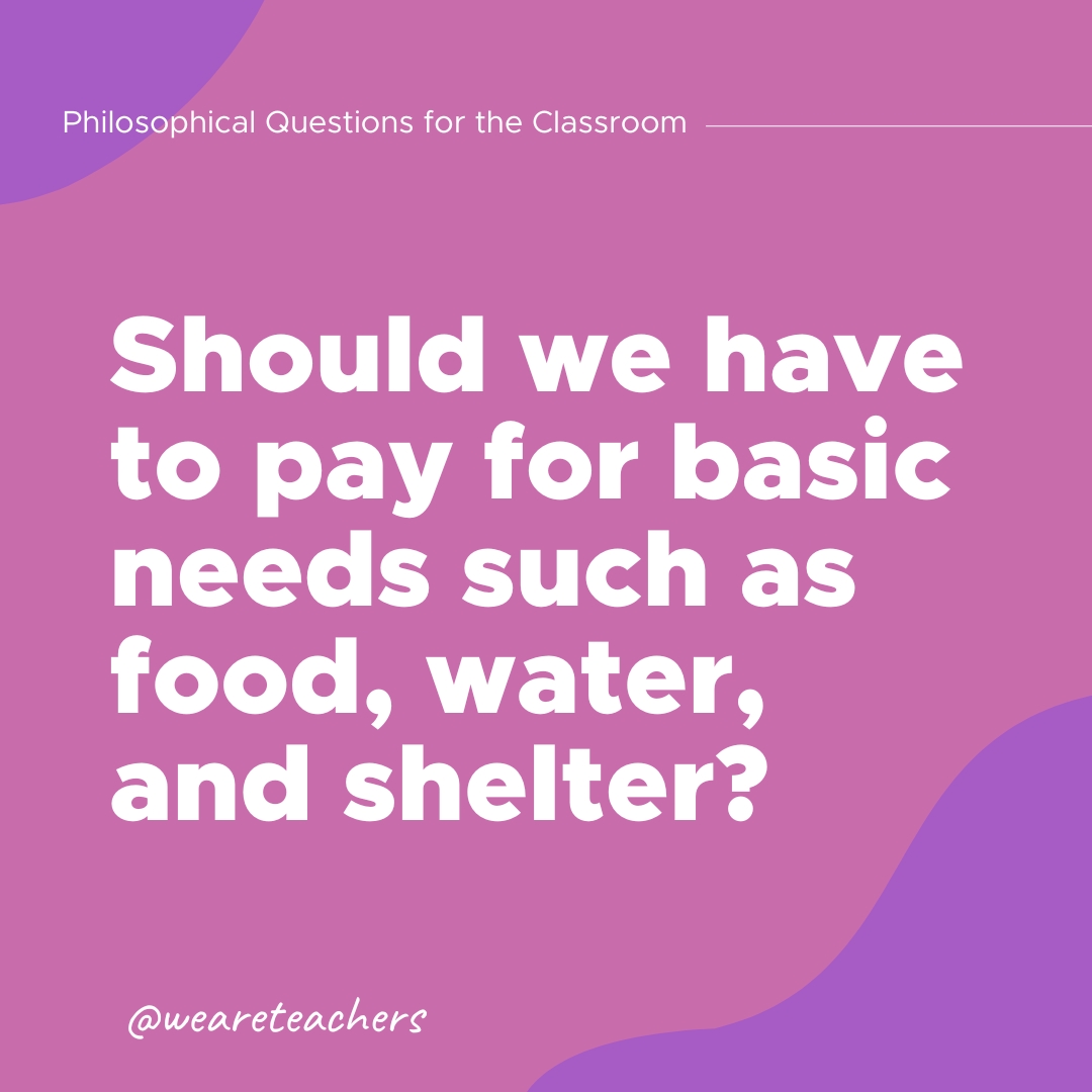 Should we have to pay for basic needs such as food, water, and shelter?