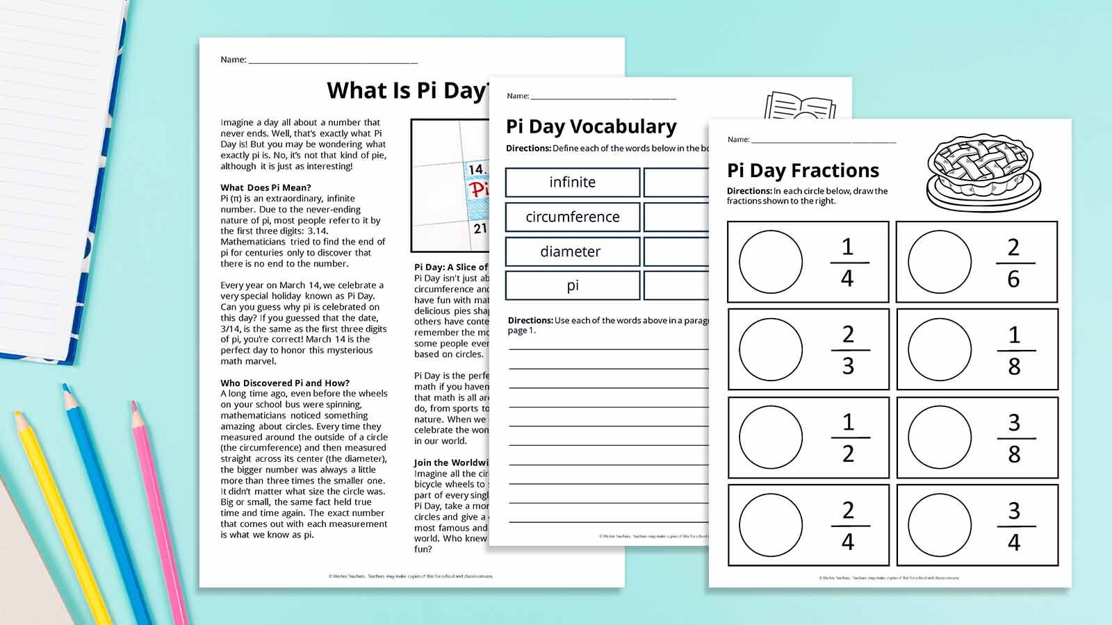 Pi Day Worksheets