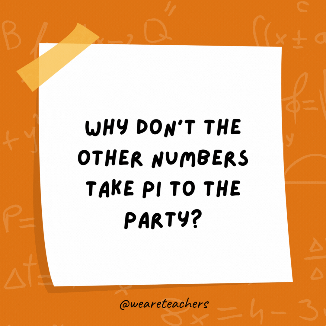 Why don’t the other numbers take Pi to the party?

He goes on forever and ever.