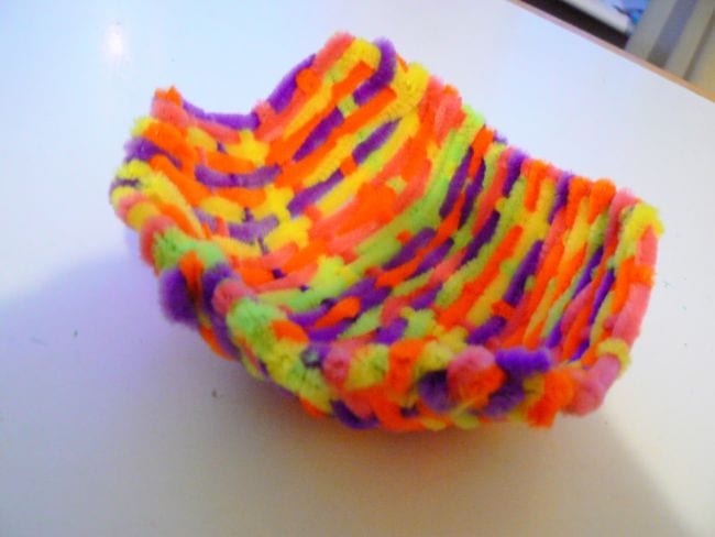 Pipe cleaners are shown woven.