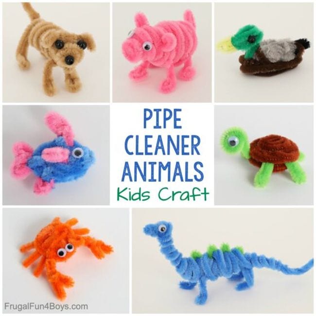 Animals are made out of pipe cleaners.