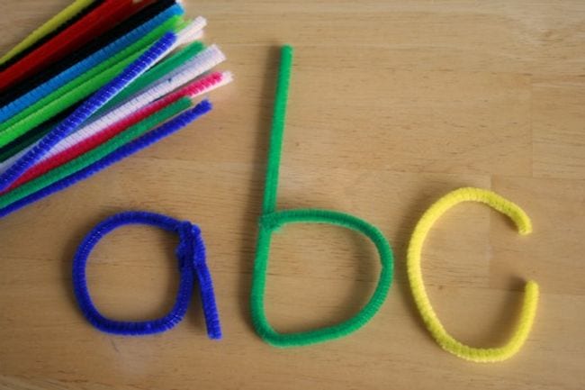 ABC written with pipe cleaners