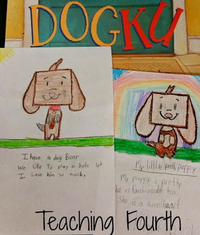 Dogku book with illustrated haiku poems about dogs from Teaching Fourth