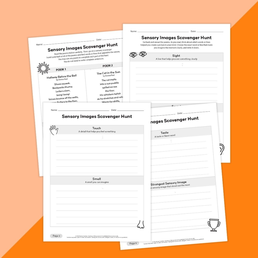 Images of pages from a bundle teaching poetry.