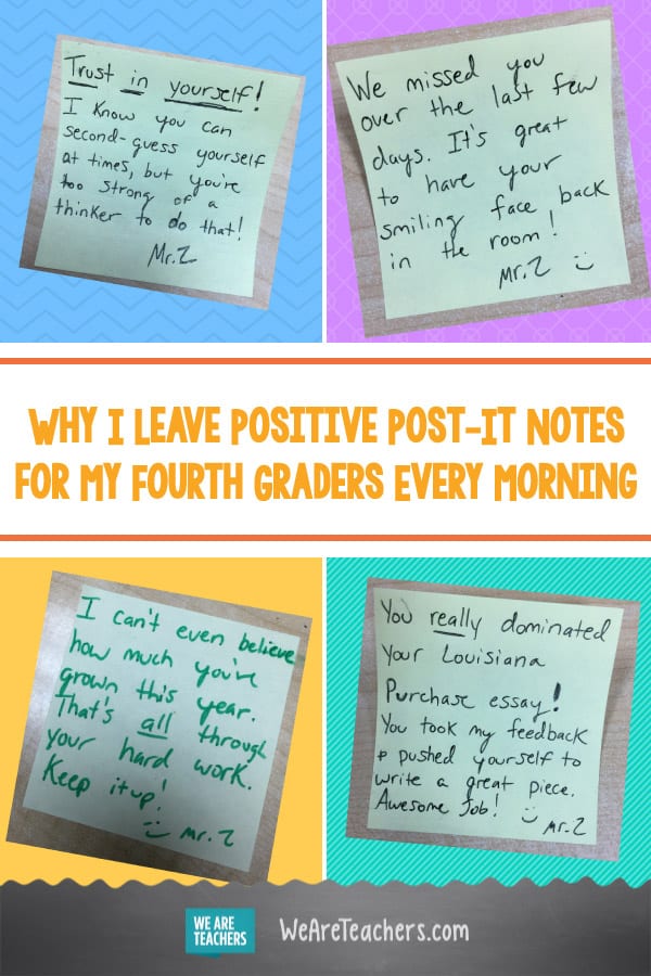 Why I Leave Positive Post-It Notes for My Fourth Graders Every Morning