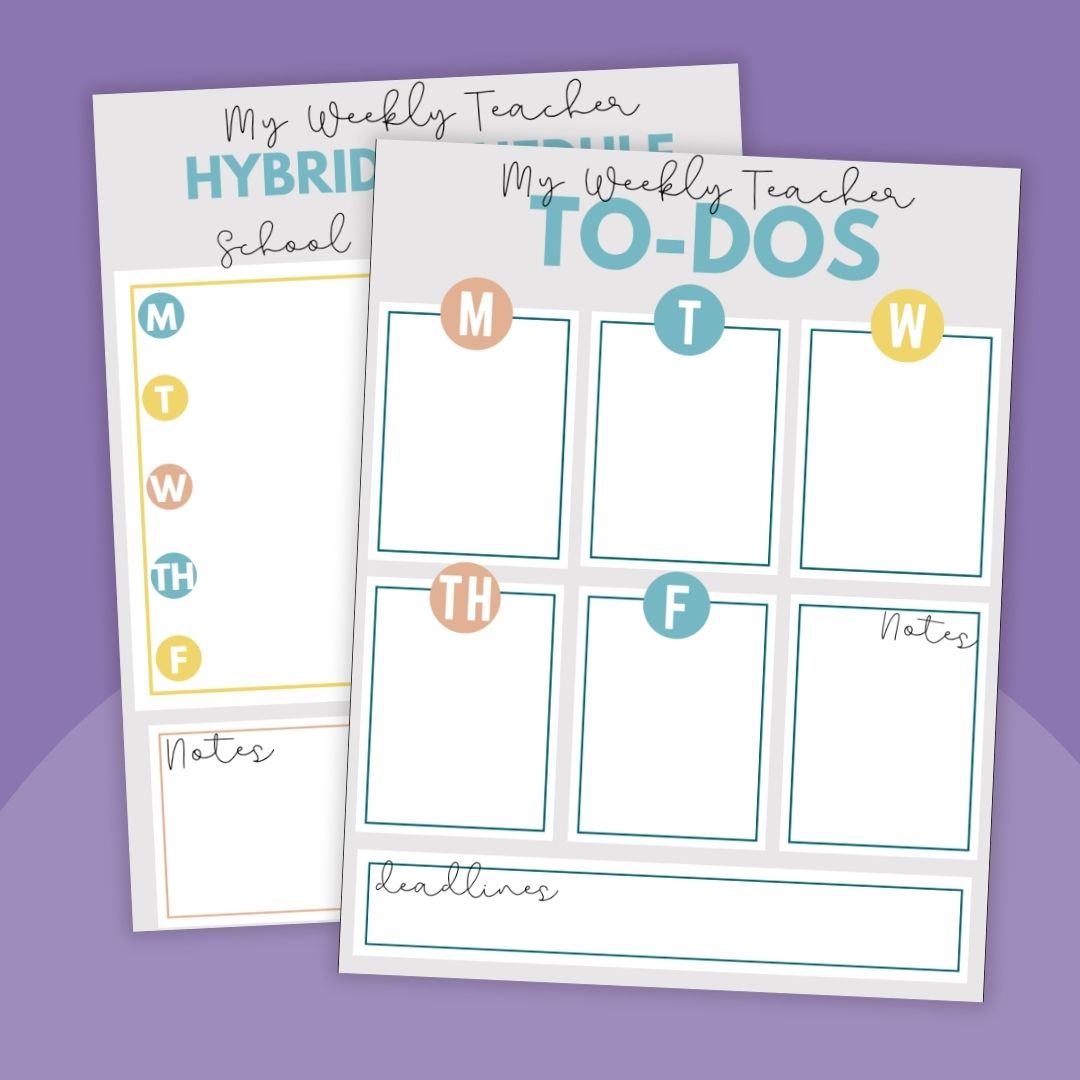 Teacher Weekly To Do Lists an image of two printable teacher weekly to do lists