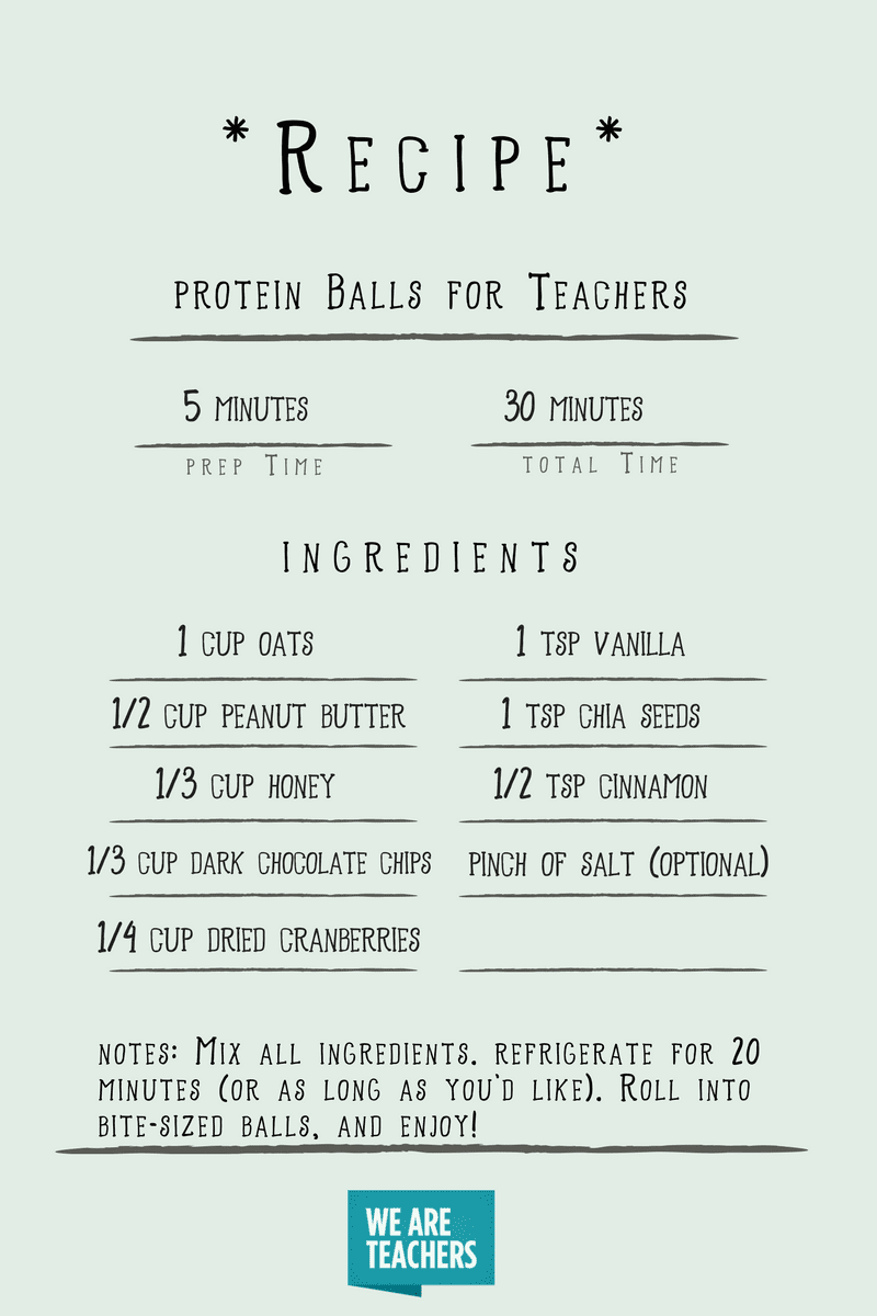 Protein ball recipe for teachers