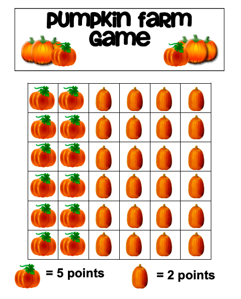 a printable worksheet for the pumpkin farm game