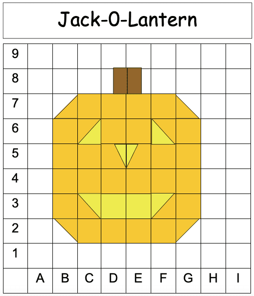 a coordinate grid with a jack o lantern in the middle