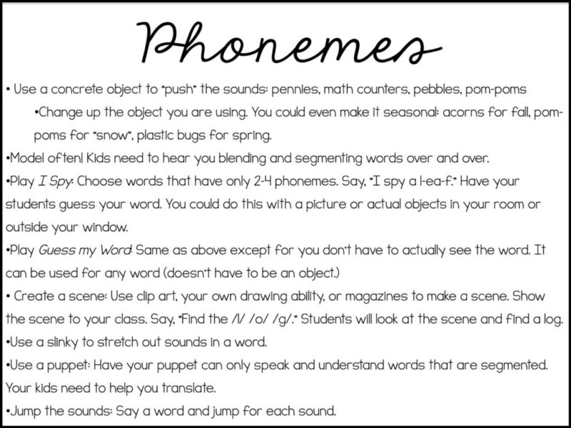 Example of fun phonemic awareness activities to incorporate 