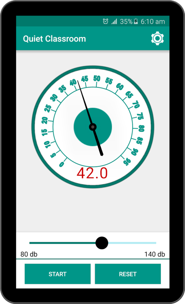 A phone screen shows a white gauge with green numbers and a black needle