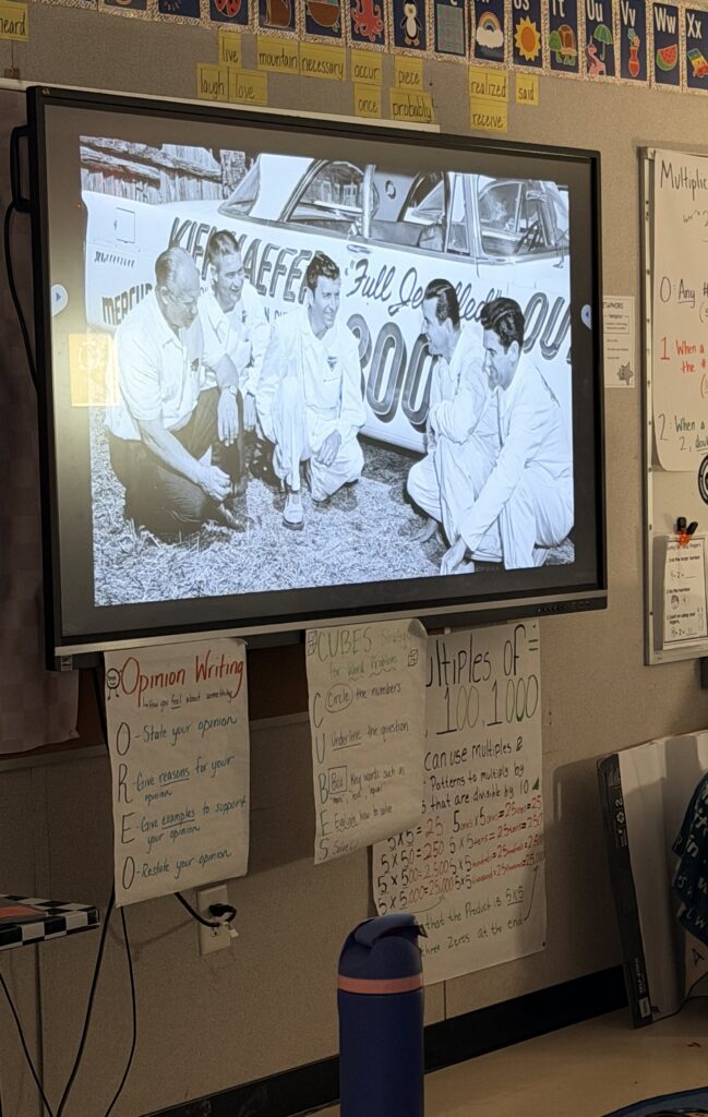 Race Car Lesson 1 Classroom view of The Henry Ford inHub Model i curriculum.