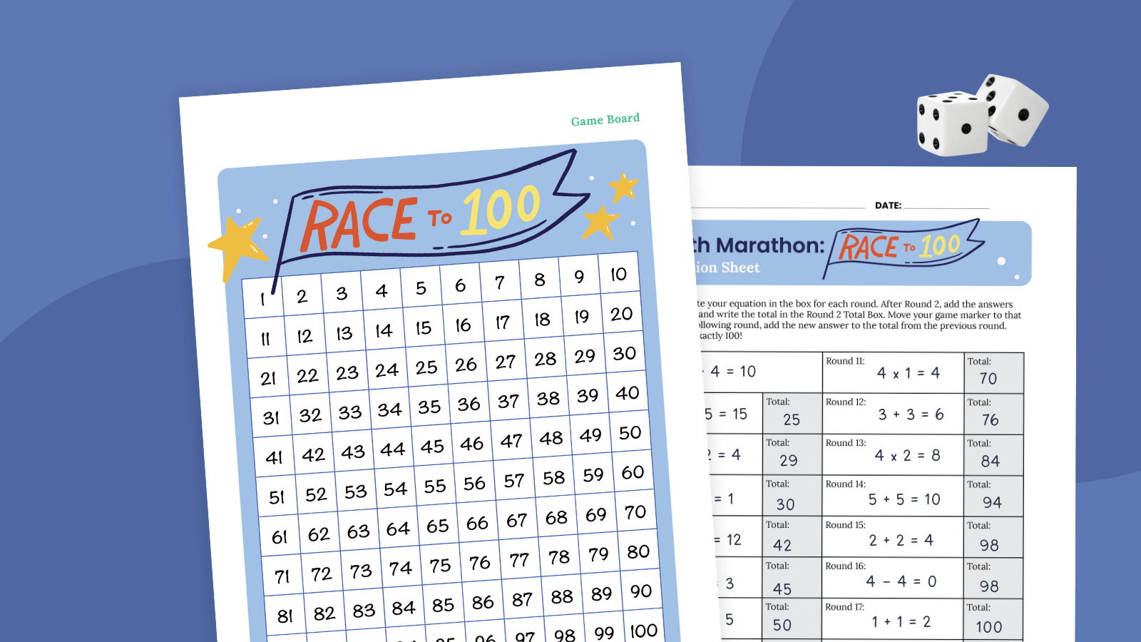 Race to 100 middle school math game feature image