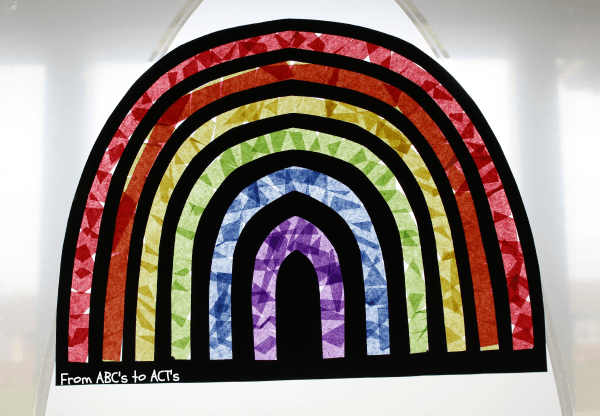 Tissue paper window rainbow craft