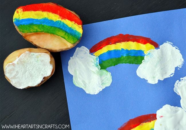 Potato stamps for a rainbow craft