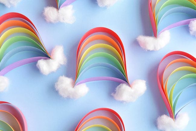 Paper strip rainbows